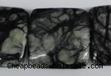 CPJ228 15.5 inches 30*30mm square green picasso jasper beads