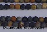 CPJ490 15.5 inches 4mm round matte black picasso jasper beads