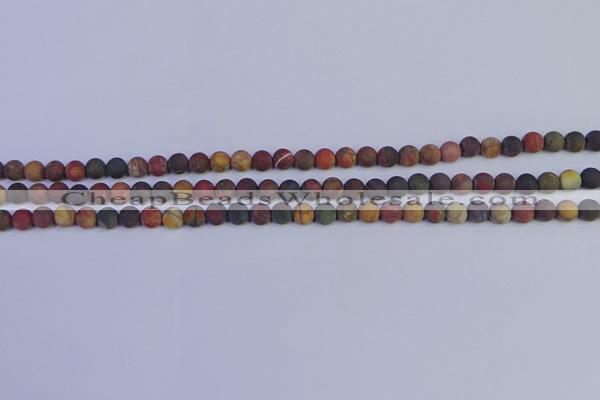 CPJ500 15.5 inches 4mm round matte picasso jasper beads wholeasle
