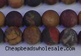 CPJ503 15.5 inches 10mm round matte picasso jasper beads wholesale
