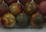 CPJ535 15.5 inches 14mm faceted round picasso jasper beads