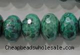 CPT227 15.5 inches 12*20mm faceted rondelle green picture jasper beads