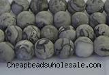 CPT571 15.5 inches 6mm round matte grey picture jasper beads