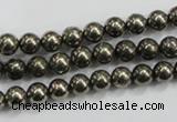 CPY47 16 inches 8mm round pyrite gemstone beads wholesale