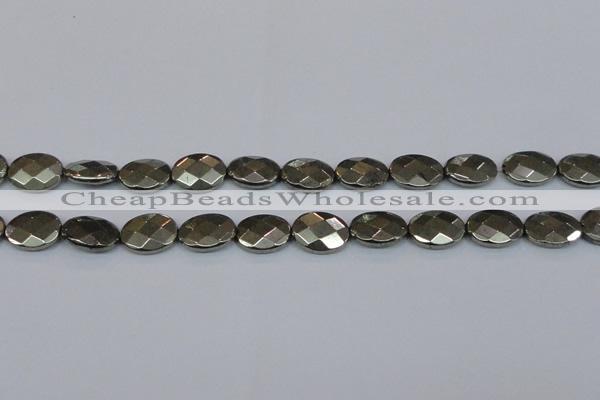 CPY632 15.5 inches 12*16mm faceted oval pyrite gemstone beads