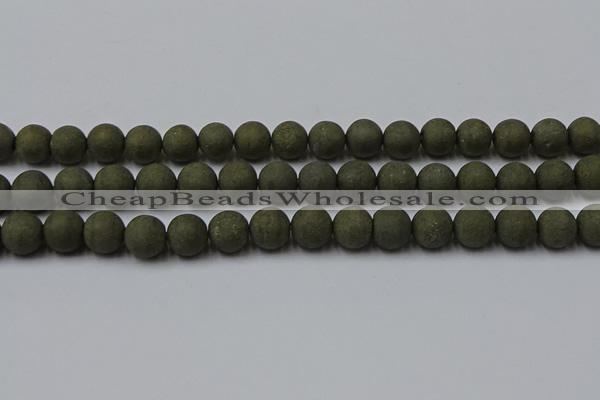 CPY816 15.5 inches 10mm round matte pyrite beads wholesale