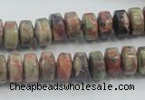 CRA07 15.5 inches 6*10mm rondelle natural rainforest agate beads