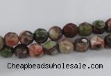 CRA101 15.5 inches 8mm faceted round rainforest agate gemstone beads