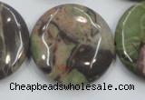 CRA14 15.5 inches 30mm flat round natural rainforest agate beads