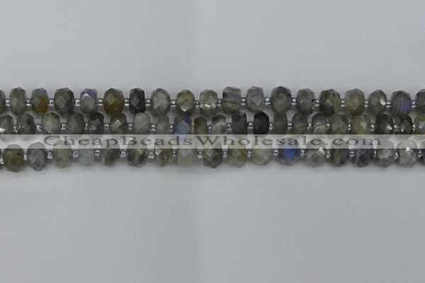 CRB1295 15.5 inches 5*8mm faceted rondelle labradorite beads