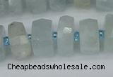 CRB1312 15.5 inches 6*12mm faceted rondelle aquamarine beads