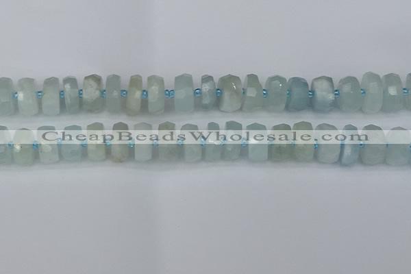 CRB1314 15.5 inches 7*14mm faceted rondelle aquamarine beads