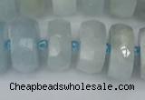 CRB1315 15.5 inches 8*16mm faceted rondelle aquamarine beads