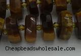 CRB1432 15.5 inches 6*12mm faceted rondelle yellow tiger eye beads