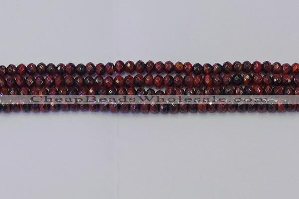 CRB1844 15.5 inches 4*6mm faceted rondelle red tiger eye beads