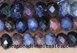CRB3161 15.5 inches 2.5*4mm faceted rondelle tiny ruby & sapphire beads