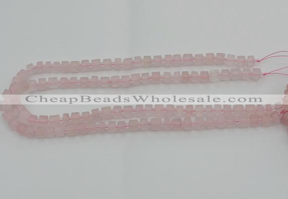 CRB450 15.5 inche 5*8mm tyre matte rose quartz gemstone beads