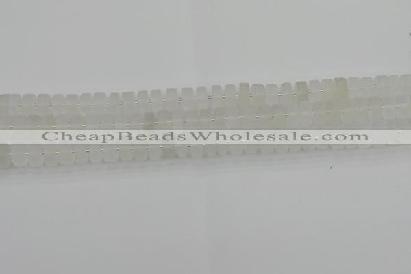 CRB499 15.5 inches 5*8mm tyre matte white crystal beads wholesale
