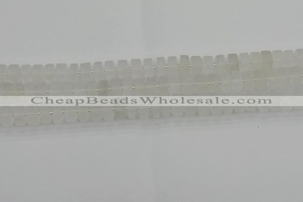 CRB500 15.5 inches 6*10mm tyre matte white crystal beads wholesale