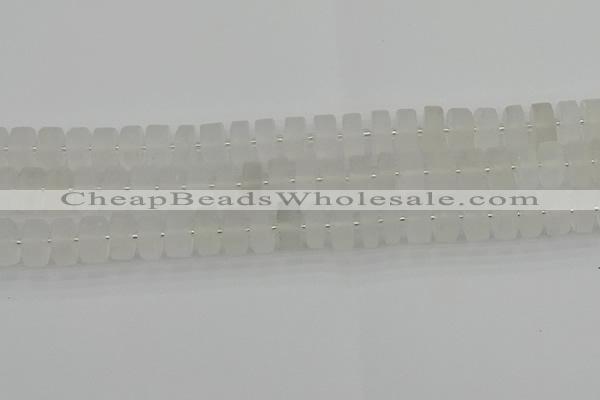CRB501 15.5 inches 6*12mm tyre matte white crystal beads wholesale