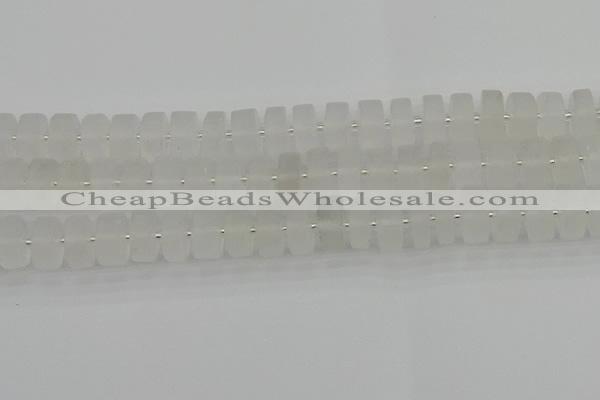 CRB502 15.5 inches 7*14mm tyre matte white crystal beads wholesale