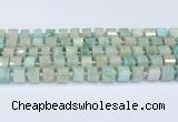 CRB5608 15.5 inches 7mm - 8mm faceted tyre amazonite beads