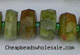 CRB852 15.5 inches 8*14mm faceted rondelle green garnet beads