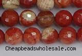 CRE332 15.5 inches 8mm faceted round red jasper beads