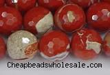 CRE334 15.5 inches 12mm faceted round red jasper beads