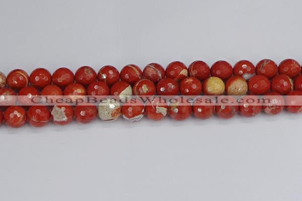 CRE334 15.5 inches 12mm faceted round red jasper beads