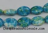 CRF124 15.5 inches 10*14mm oval dyed rain flower stone beads