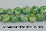 CRF196 15.5 inches 10mm flat round dyed rain flower stone beads