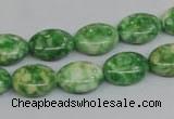 CRF204 15.5 inches 10*14mm oval dyed rain flower stone beads