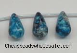 CRF68 11*21mm top-drilled teardrop dyed rain flower stone beads