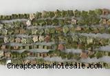 CRG34 15.5 inches 6mm flat star unakite gemstone beads wholesale