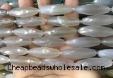 CRI136 15.5 inches 10*30mm faceted rice moonstone gemstone beads