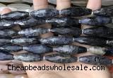CRI152 15.5 inches 10*30mm faceted rice iolite gemstone beads