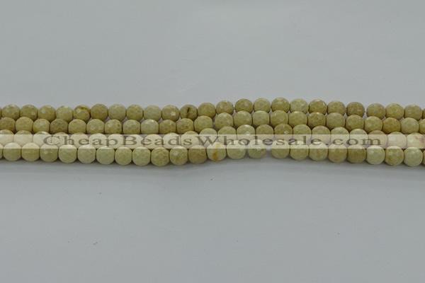 CRI211 15.5 inches 6mm faceted round riverstone beads wholesale