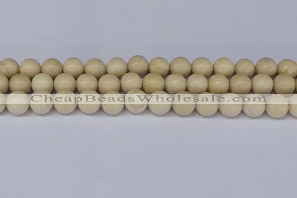CRJ604 15.5 inches 12mm round white fossil jasper beads wholesale