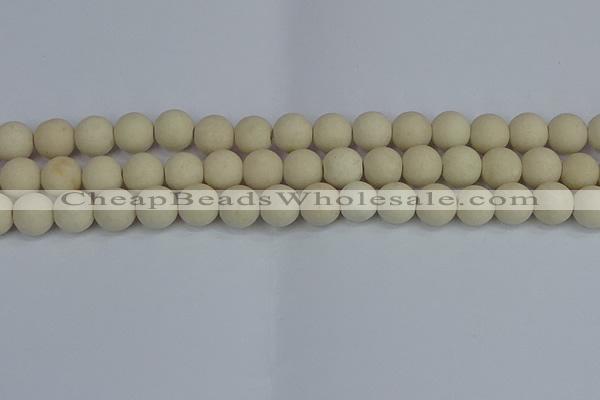CRJ612 15.5 inches 8mm round matte white fossil jasper beads