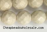 CRJ628 15.5 inches 8mm round white fossil jasper beads wholesale