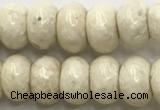 CRJ633 15.5 inches 5*8mm rondelle white fossil jasper beads wholeasle