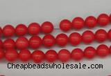 CRO44 15.5 inches 6mm round synthetic coral beads wholesale