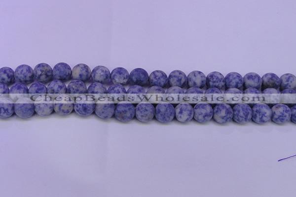 CRO854 15.5 inches 12mm round matte blue spot beads