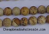 CRO971 15.5 inches 6mm round matte picture jasper beads wholesale