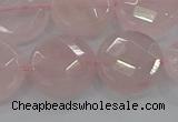 CRQ140 15.5 inches 18mm faceted coin natural rose quartz beads