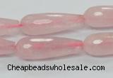 CRQ45 15.5 inches 10*30mm faceted teardrop natural rose quartz beads