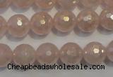 CRQ515 15.5 inches 14mm faceted round AB-color rose quartz beads