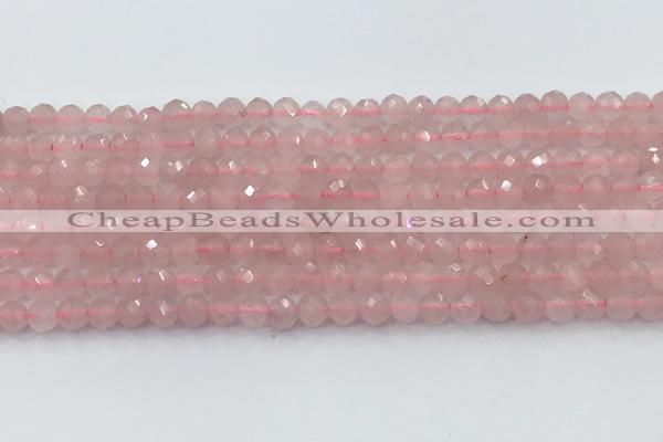 CRQ785 15.5 inches 5mm faceted round rose quartz beads wholesale