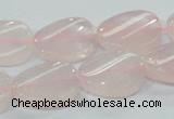 CRQ80 15.5 inches 15*20mm twisted oval natural rose quartz beads